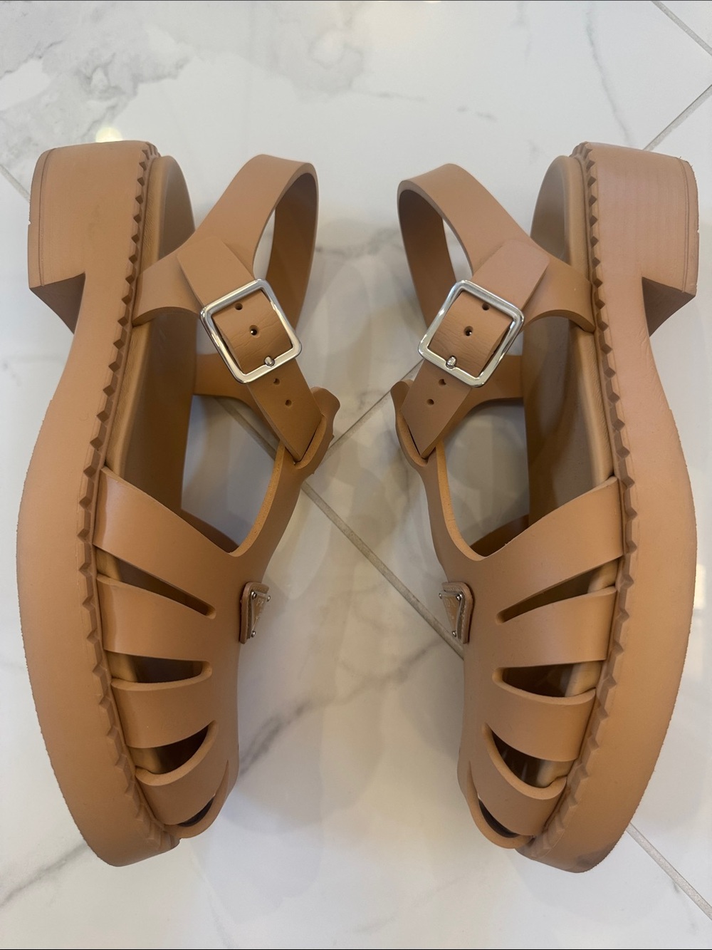 Prada Rubber Fisherman Sandals – Nude/Beige – Size 11 - Picture 3 of 4